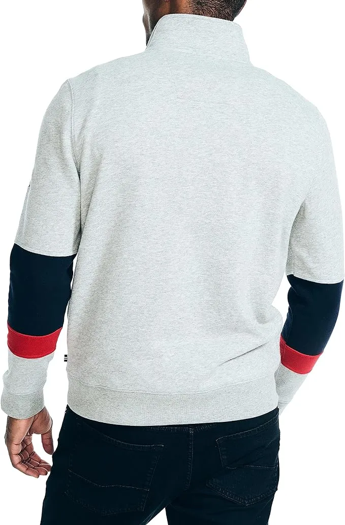 Nautica Men's Sustainably Crafted Quarter-Zip Colorblock Sweatshirt