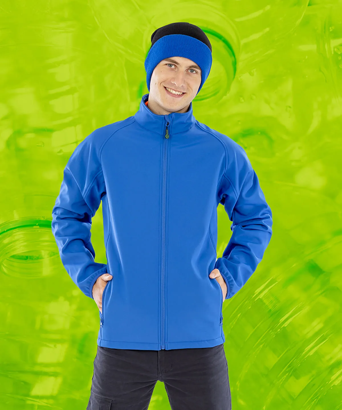 Navy - Men's recycled 2-layer printable softshell jacket