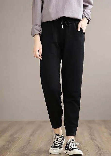 Organic Black Pants Plus Size Clothing Spring Elastic Waist Gifts Casual Pants