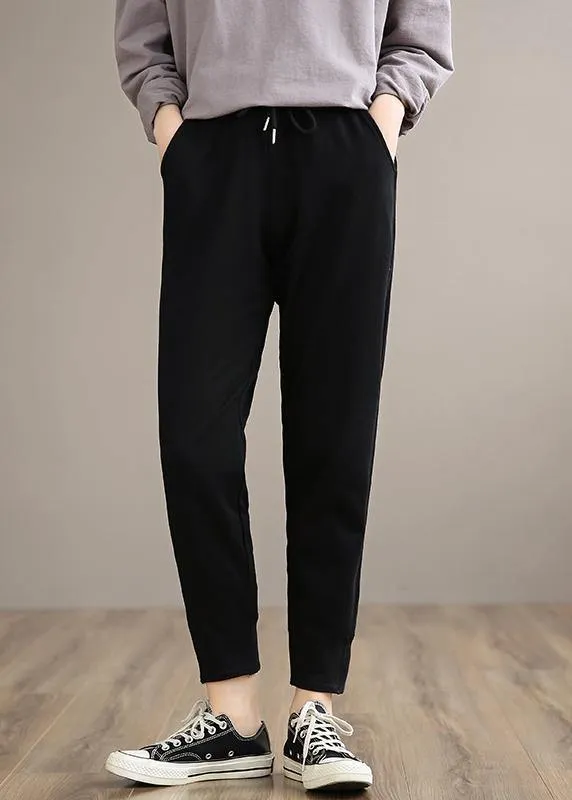 Organic Black Pants Plus Size Clothing Spring Elastic Waist Gifts Casual Pants