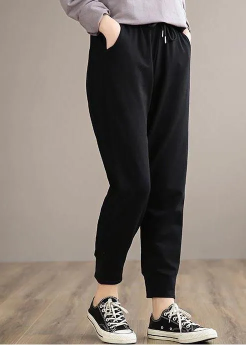 Organic Black Pants Plus Size Clothing Spring Elastic Waist Gifts Casual Pants