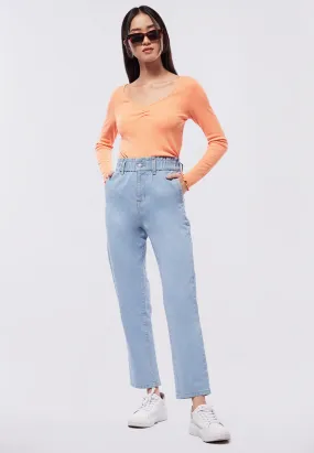 Paperbag Waist Denim Pants