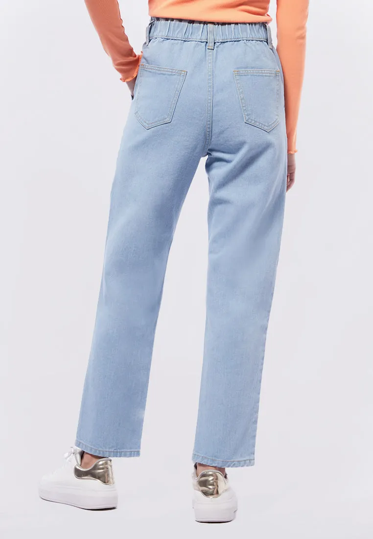 Paperbag Waist Denim Pants