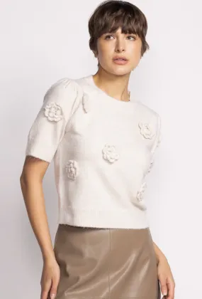 PM SS Sweater w/Rosettes-Ivory