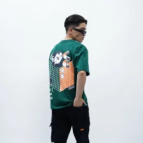 "You're (NOT) alone" Oversized Puff Print Green T-Shirt By DemonWear for Him