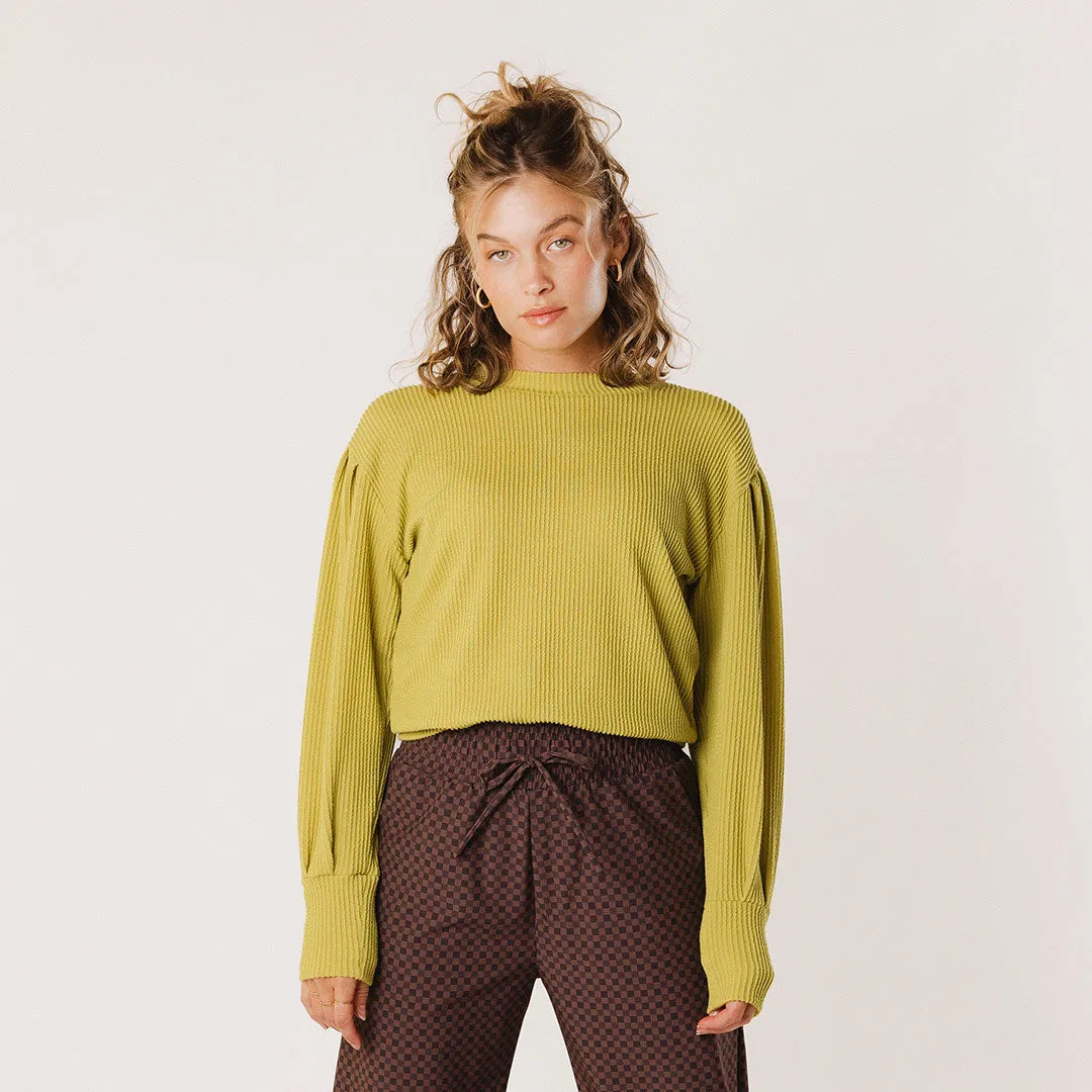 Serena Ribbed Top, Chartreuse