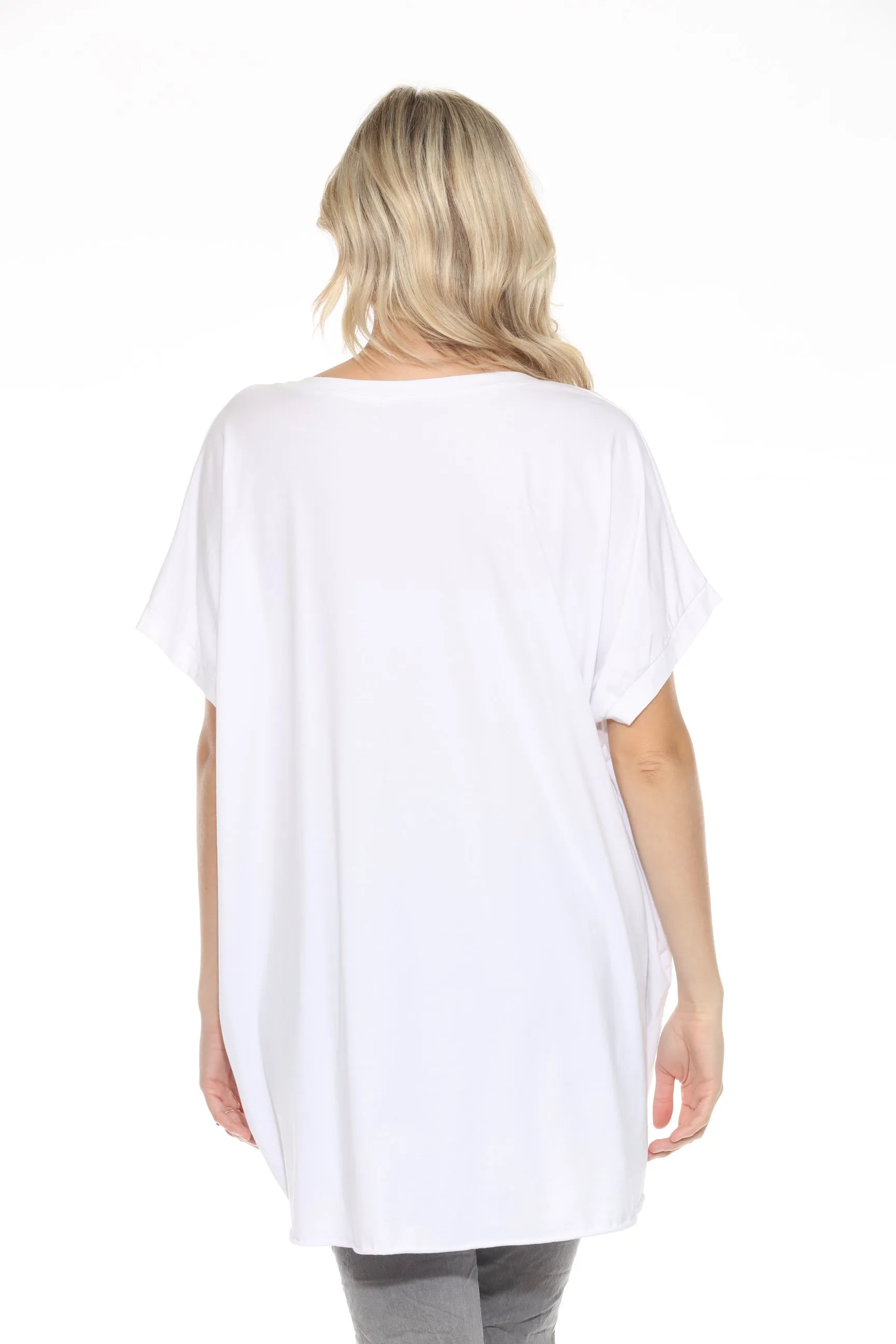 Short Sleeve Cotton High Low Top