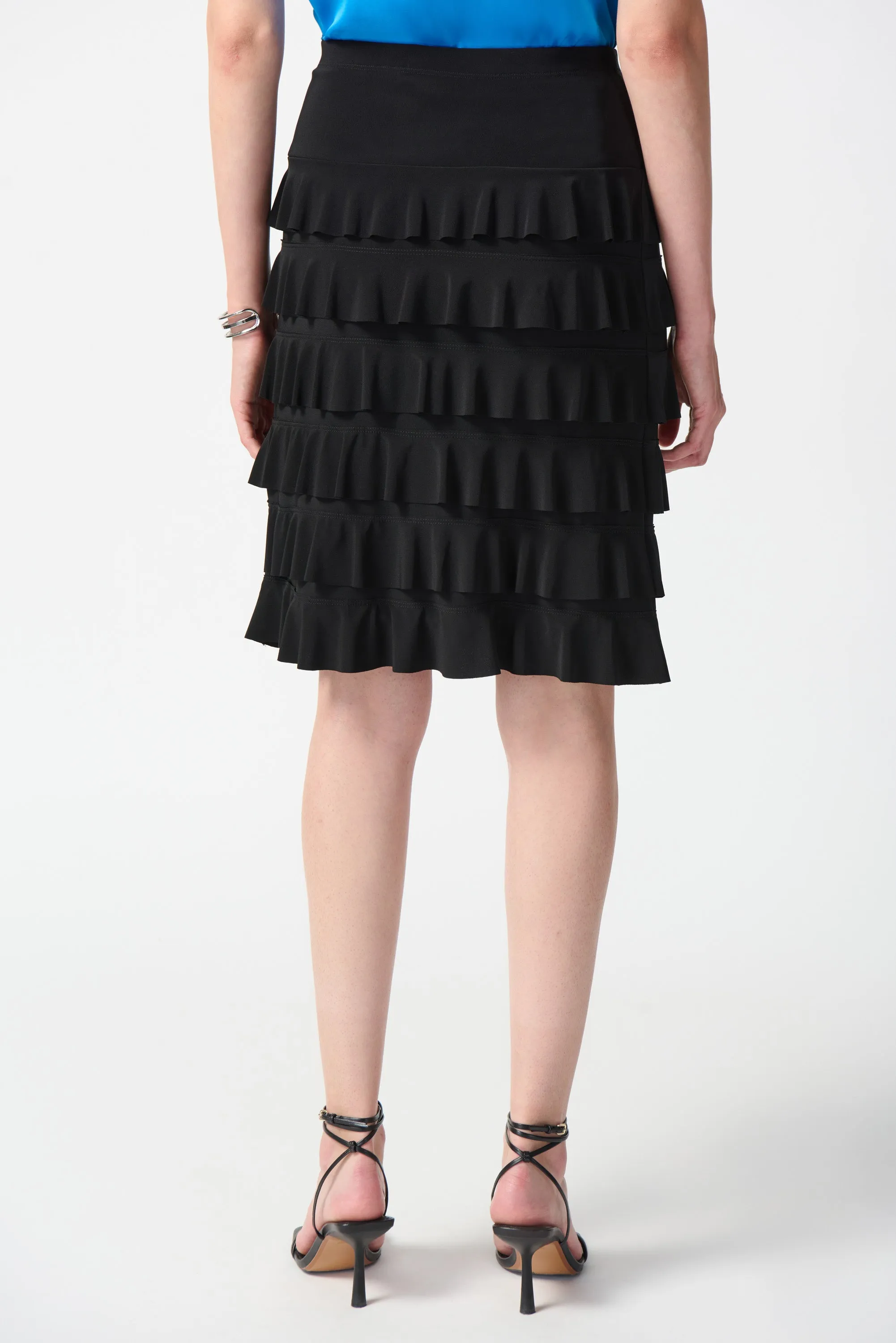 Silky Knit A-Line Ruffled Skirt