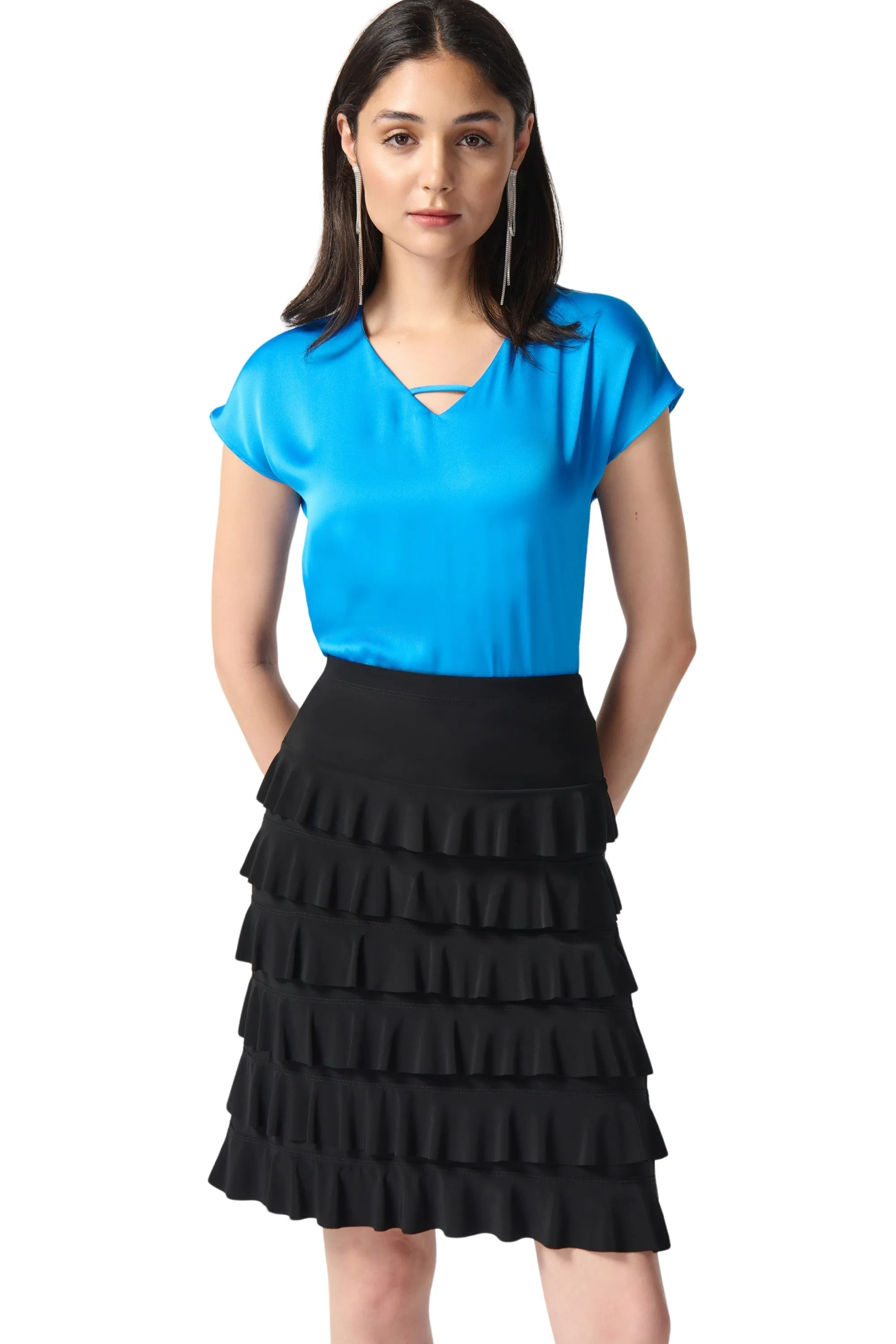 Silky Knit A-Line Ruffled Skirt