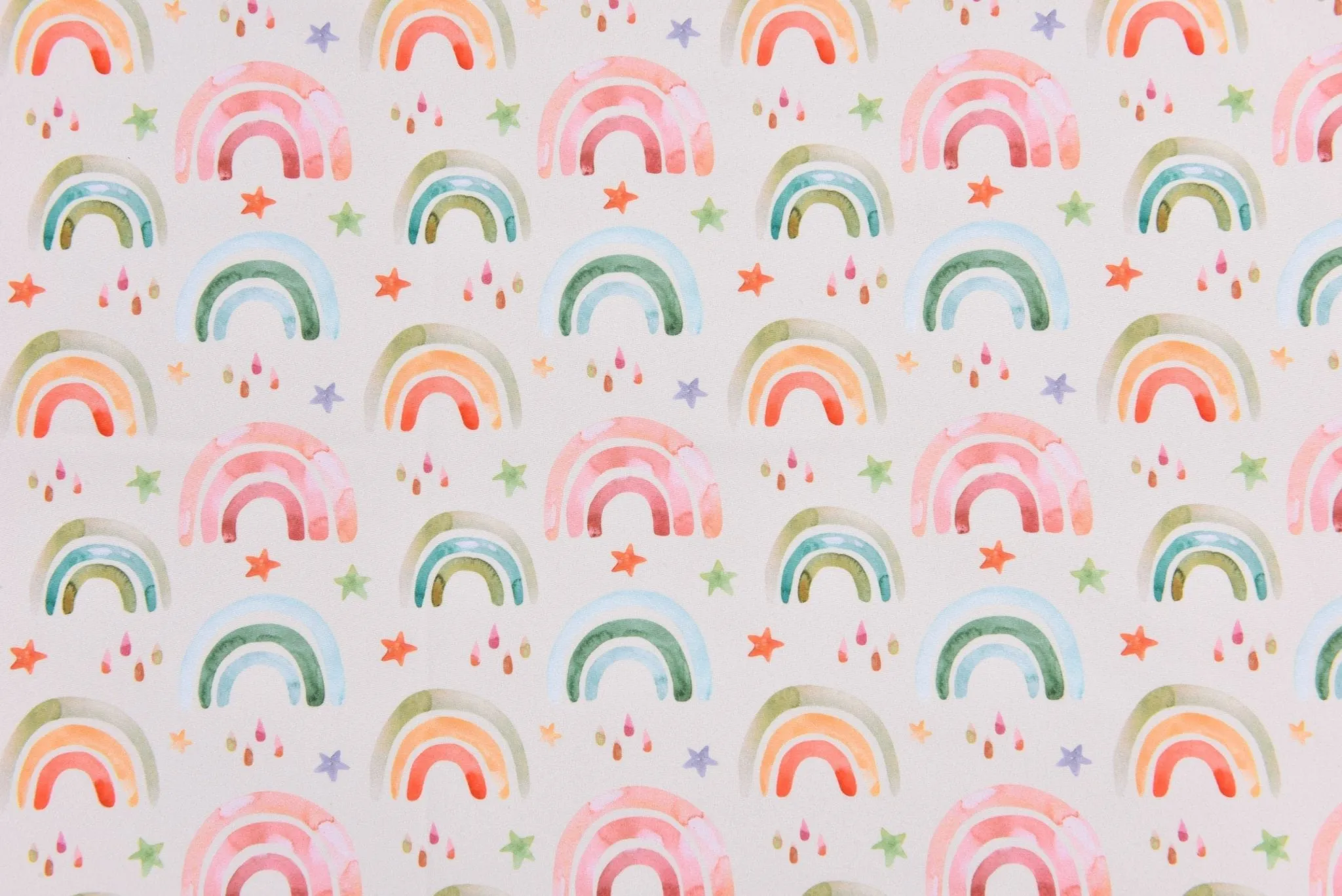 Softshell Digital Scattered Rainbow Print Fabric