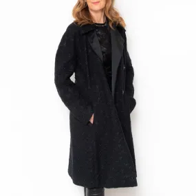 Sportmax Black Brocade Double Breasted Coat