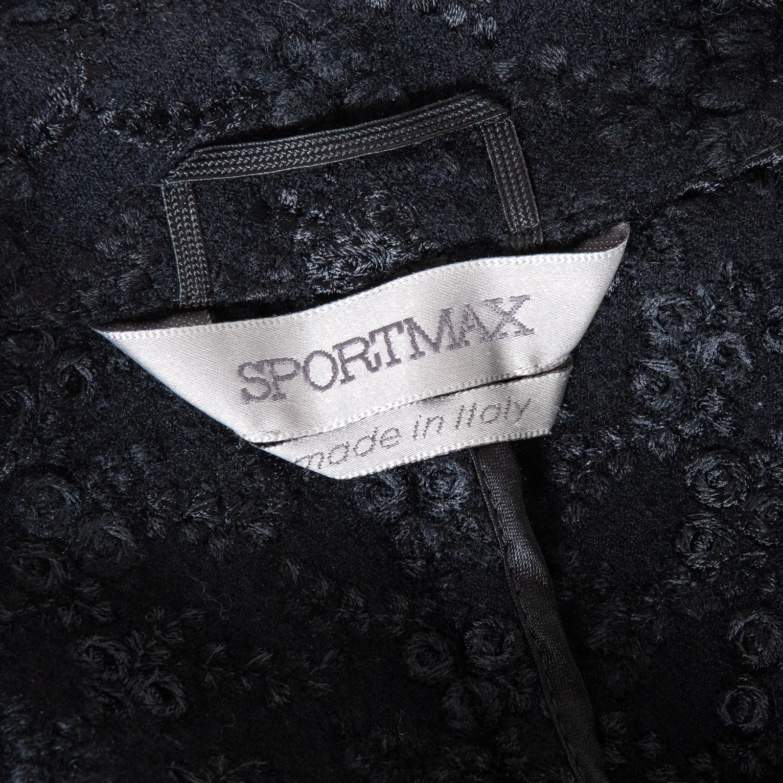 Sportmax Black Brocade Double Breasted Coat