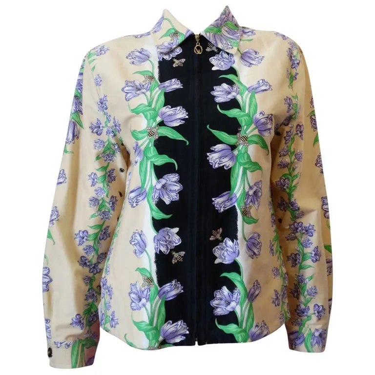 St. John 80s Sport Floral Zip Up Jacket