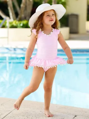 Stripes, Skirts, And Pom Poms One Piece Swimsuit