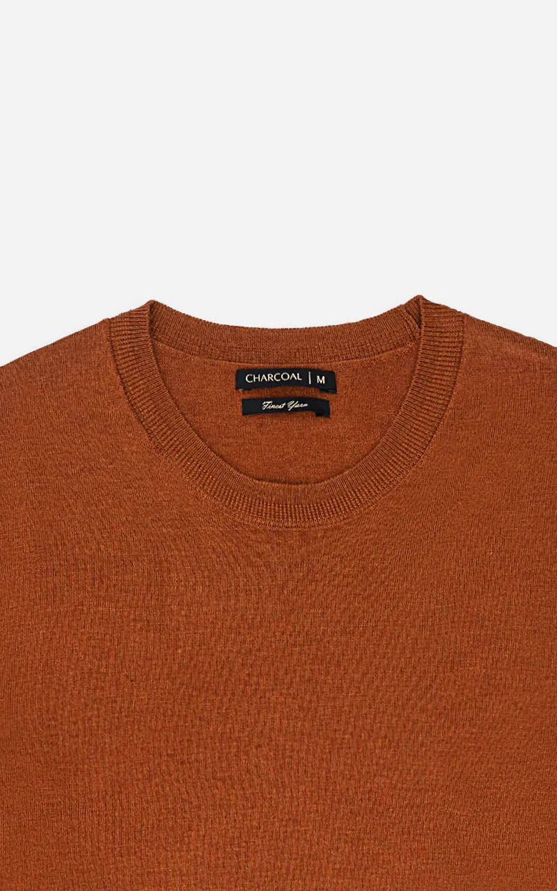 SWEATER CREW NECKLINE RUST