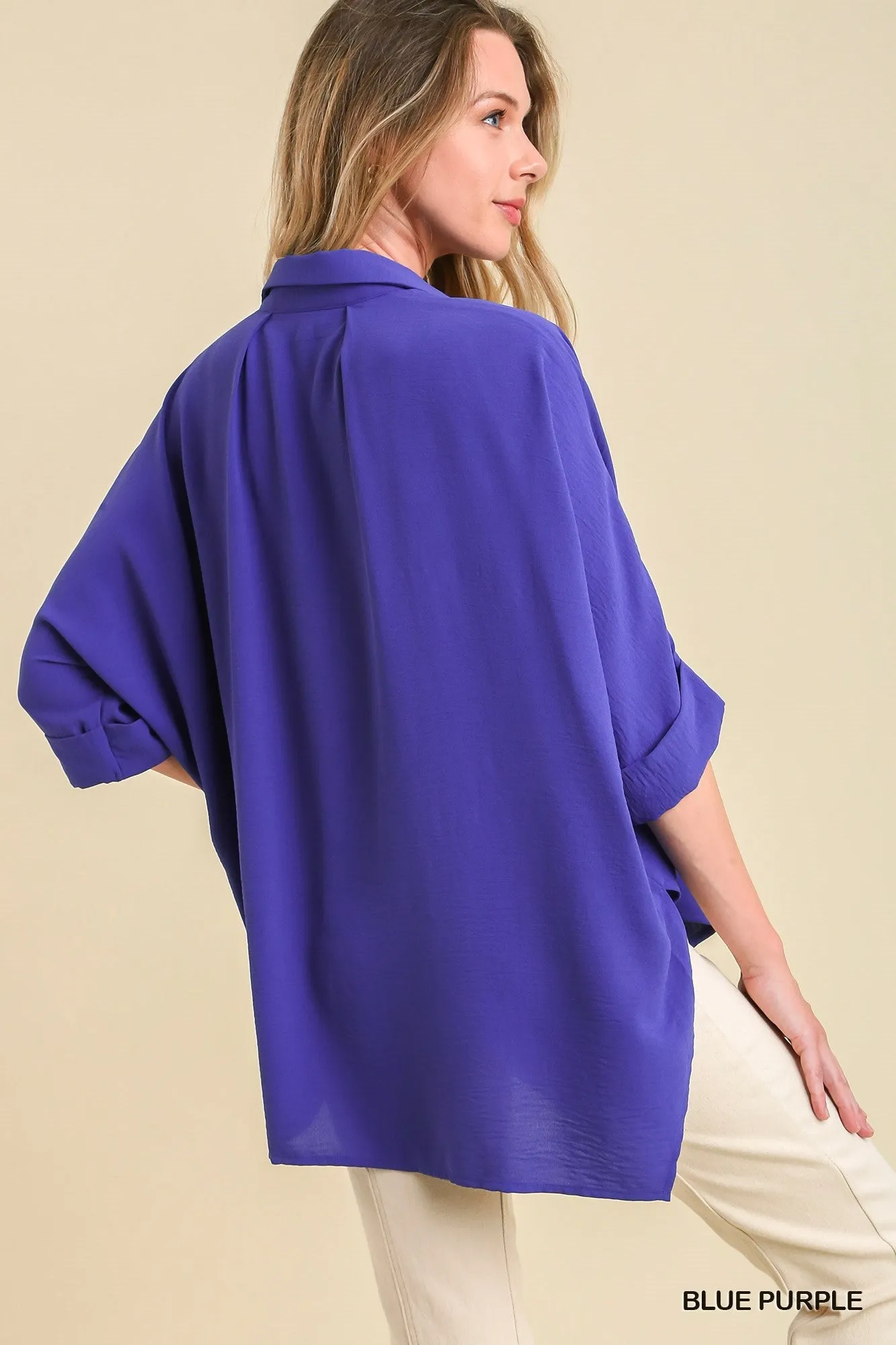 Umgee High  Low 3/4 Sleeve Top