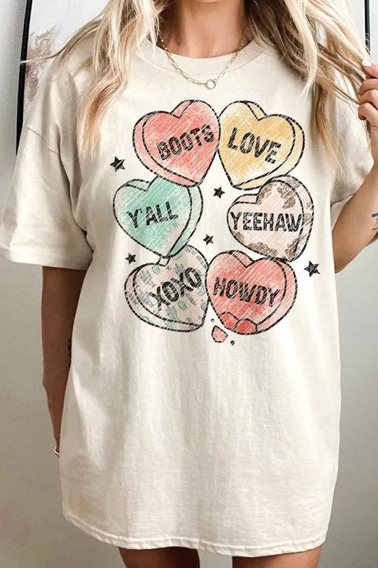 VALENTINES CANDY WESTERN COUNTRY OVERSIZED TEE