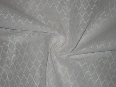 White cotton organdy fabric leno dobby diamond design 44" wide [1505]